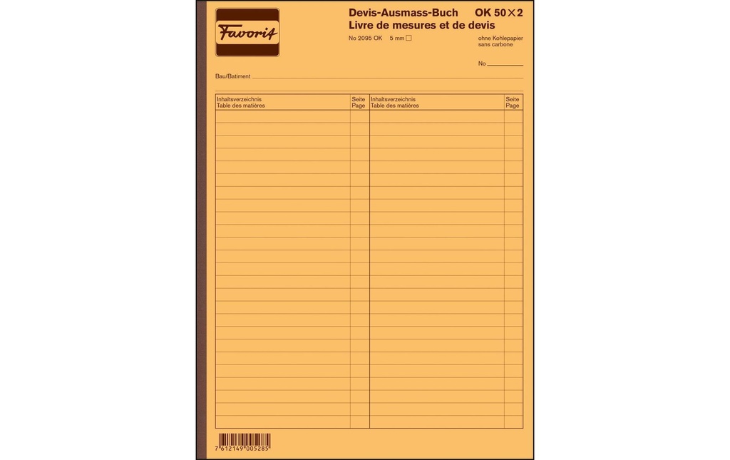 FAVORIT Livre métr.-devis A4 50x2 ok (50 pces)