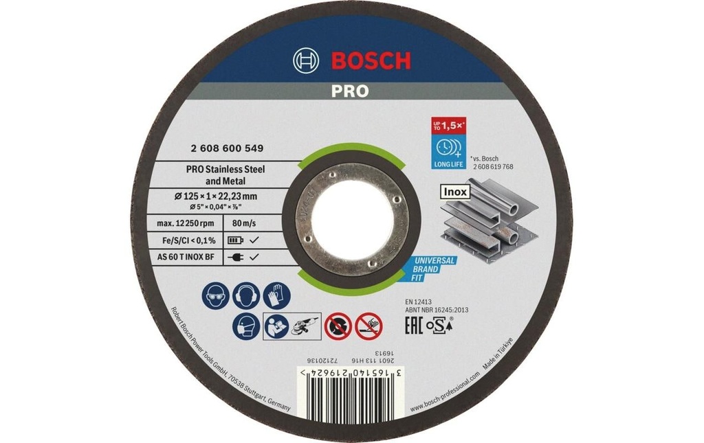 Bosch Professional Disque à trancher droit Expert for Inox, 125 x 1 mm
