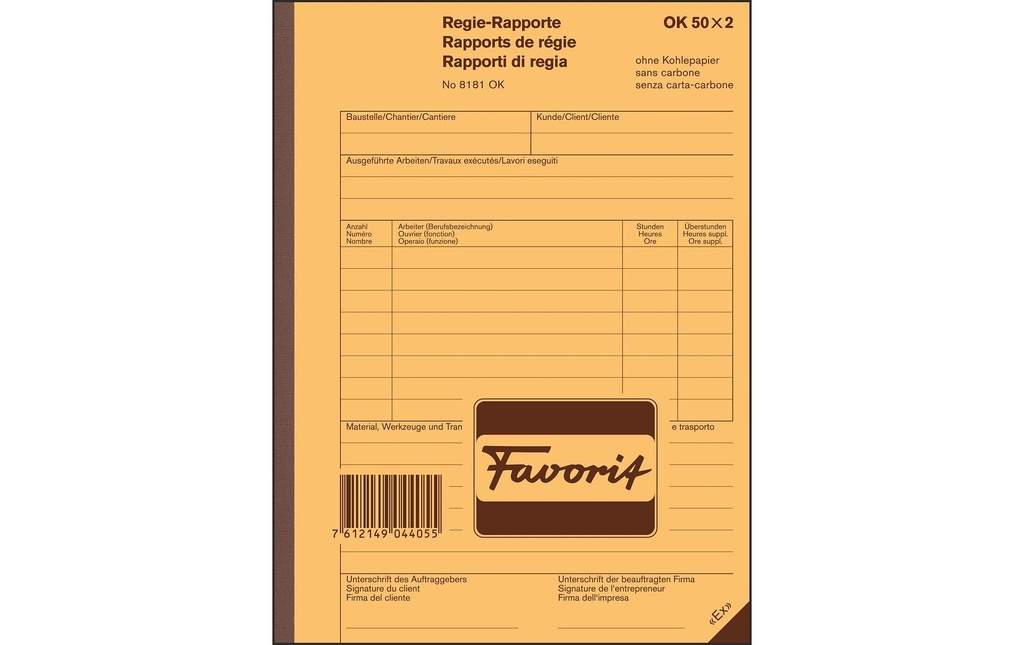 FAVORIT Rapport de régie A5 50x2 OK (50 pces)