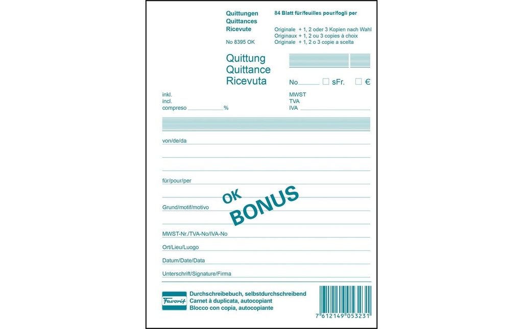 FAVORIT Livre quittance A5 (84 pces)