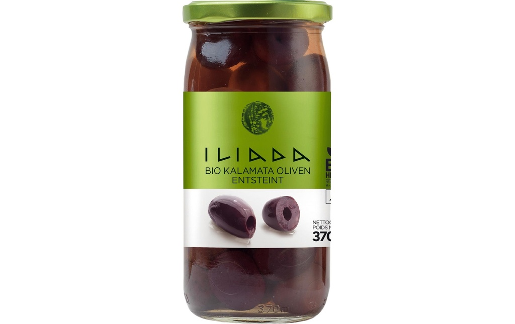 Iliada Golden Line Olives Kalamata bio, dénoyautées 370 g