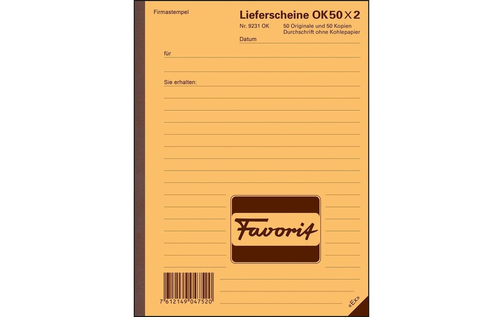 FAVORIT Bull.de livraison A5 50x2 OK (50 pces)