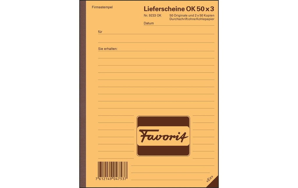 FAVORIT Bull.de livraison A5 50x3 OK (50 pces)