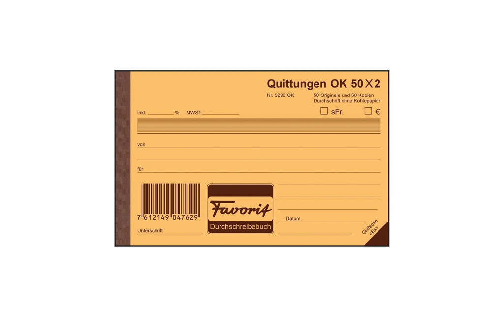 FAVORIT Livre quittance A6obl. 50x2 OK (50 pces)