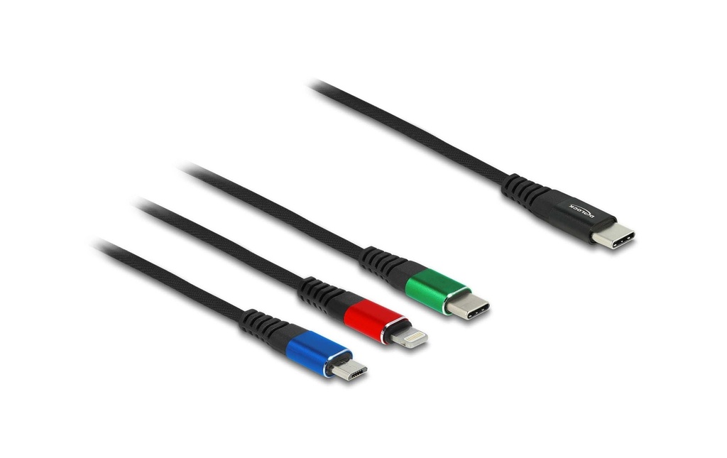 Delock Câble chargeur USB USB-C - Lightning/USB-C/Micro-USB B 0.3 m