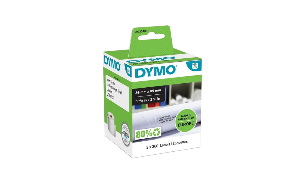 DYMO Dymo étiquet.-adres.gran.blanc (2 pces)