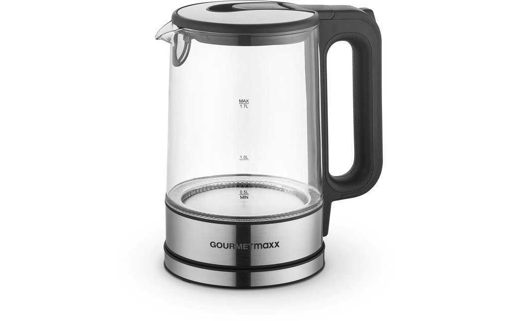 GOURMETmaxx Bouilloire 1.7 l, Argenté/Transparent