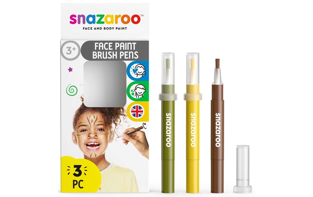 Snazaroo Accessoire Set de pinceaux 4 Jungle, 3 pièces