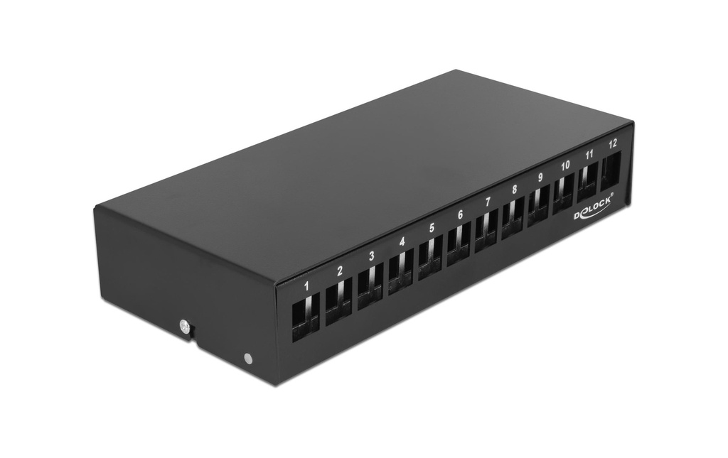 Delock Boîtier Panneau de brassage Keystone 12 Port Noir
