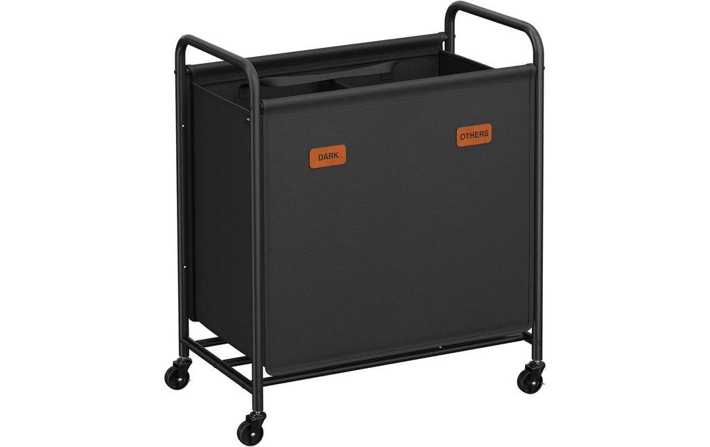 Songmics Corbeille à linge avec roues 140 l, Noir
