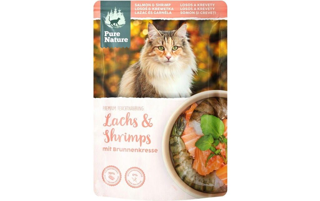 Pure Nature Alimentation humide Saumon&Crevettes, 80 g