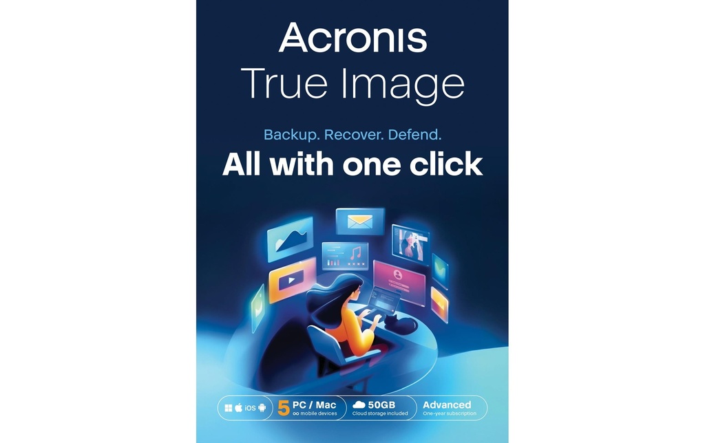 Acronis True Image Advanced ESD, ABO, 5PC, 1y, 50GB