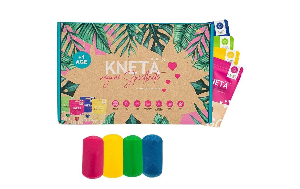 KNETÄ Pâte à modeler ludique végétalienne Set de 4 sacs, 100g