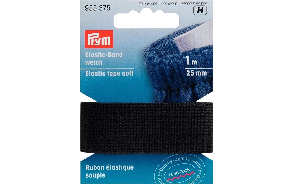 Prym Bande élastique 25 mm, Noir