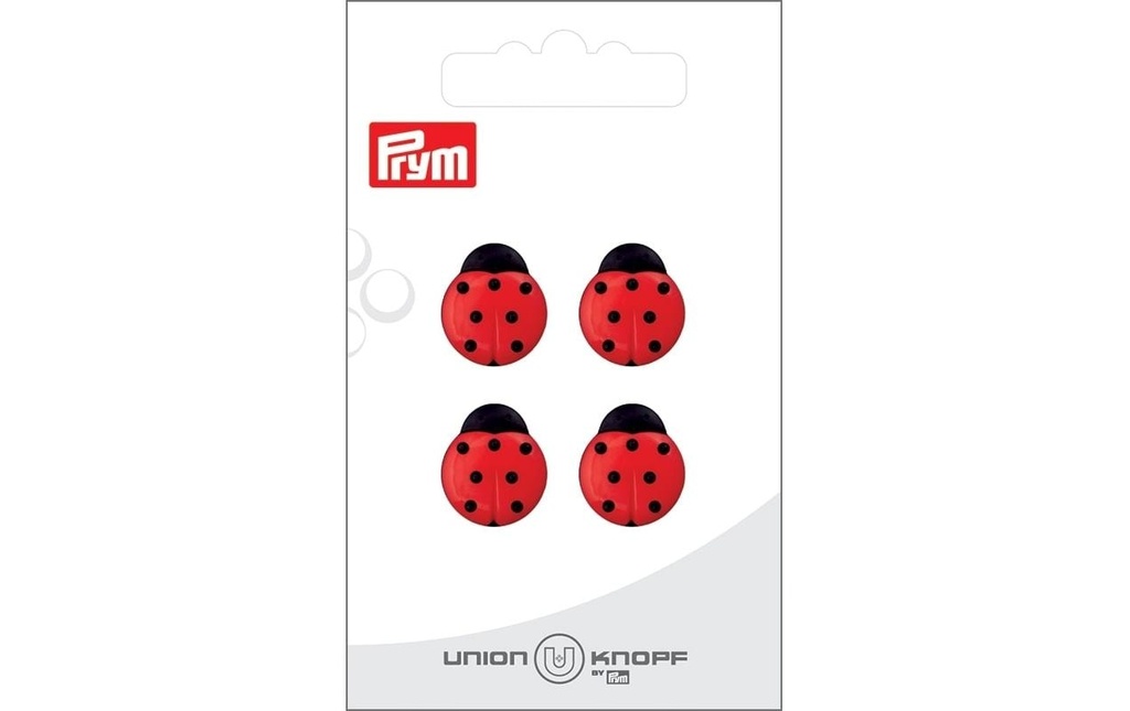 Prym Union Knopf Boutons Coccinelle 14 mm, 4 pièces, Rouge