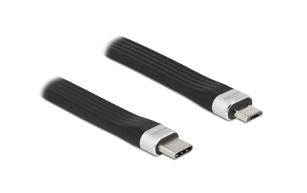 Delock Câble plat USB 2.0 USB-C - Micro-USB B 0.135 m