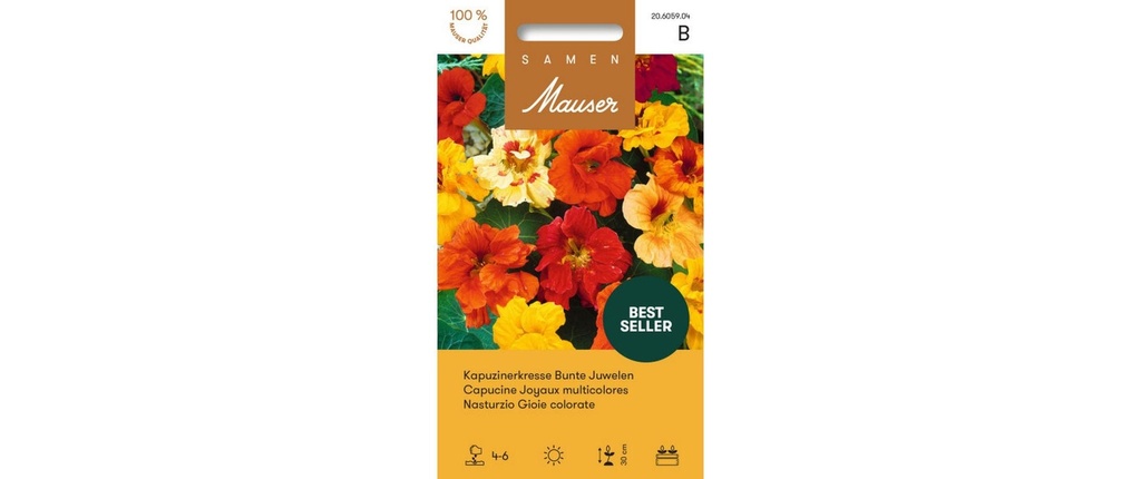 Samen Mauser Fleurs comestibles Bijoux de couleur capucine