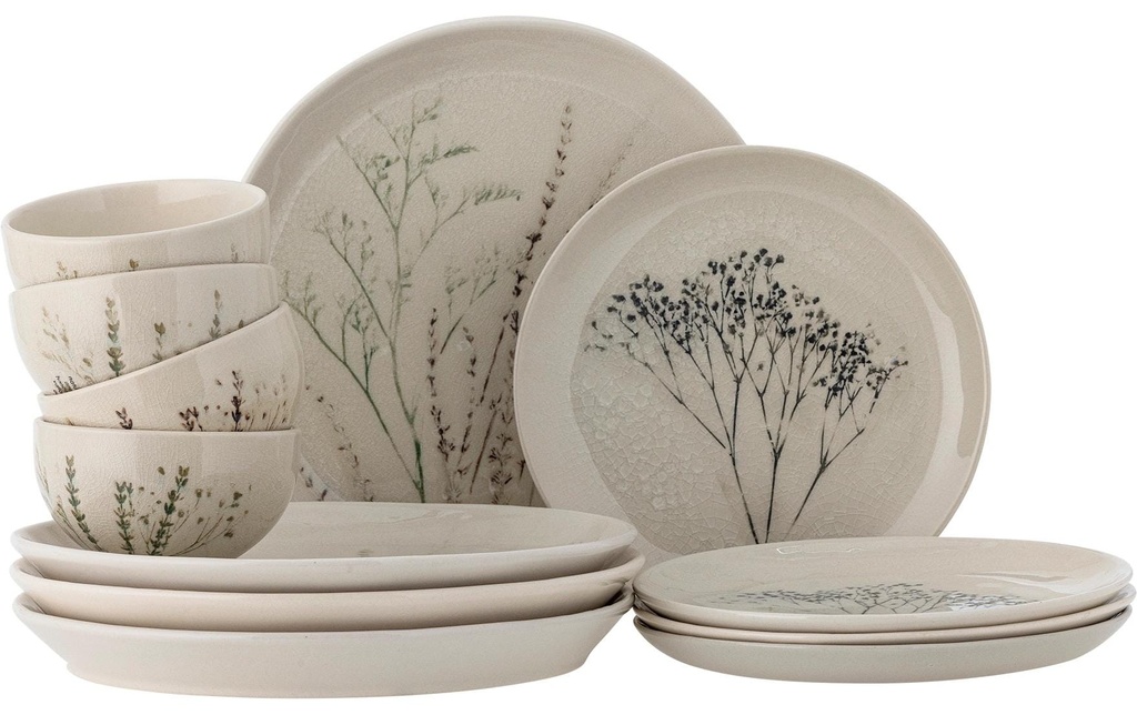 Bloomingville Set d’assiettes Bea 12 pièces, Nature