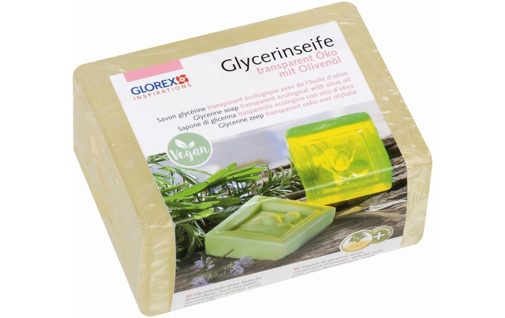 Glorex Savon à la glycérine Eco à l'huile d'olive 500 g, Transparent