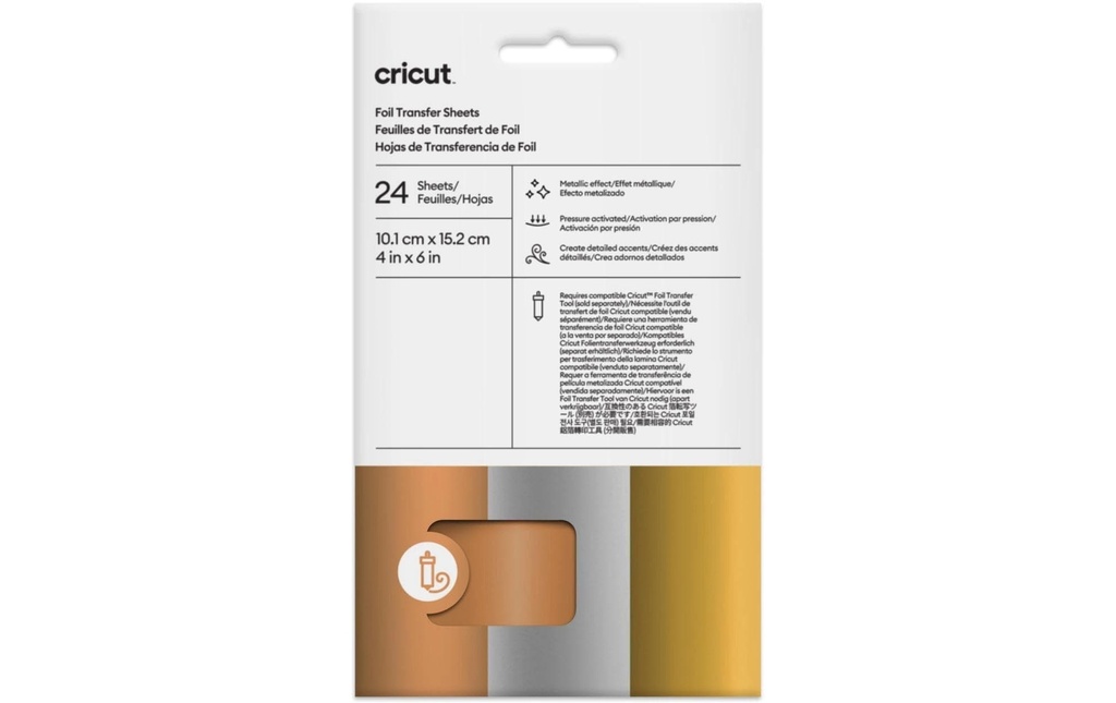 Cricut Film de transfert 10.1 x 15.2 cm, métallique, 24 feuilles