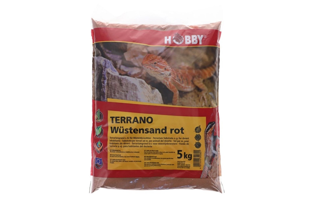 Hobby Terraristik Substrat de sol Sable du désert Terrano, Rouge, Ø 0.2-0.3 mm, 5 kg