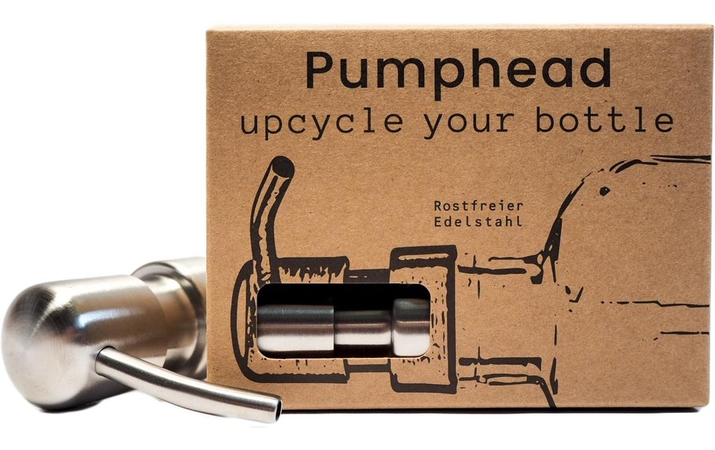 Pumphead Pompe à savon pour bouteilles de boissons en verre Argenté