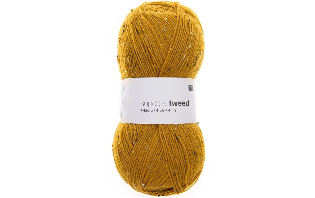 Rico Design Laine Du tweed doux pour les chaussettes 4 fils, 100 g, Jaune moutarde
