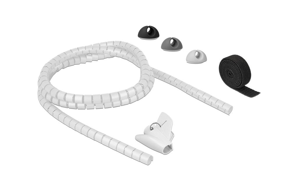 Delock Gaine de câble Kit de gestion des câbles Noir Gris Blanc