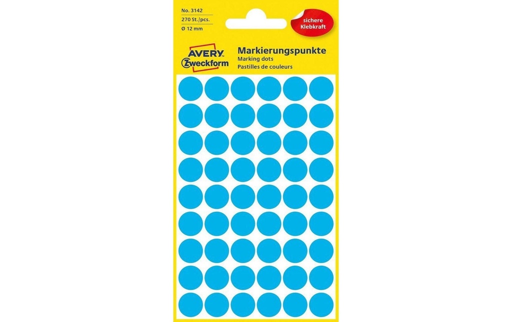 Avery Zweckform Pastilles adhésives 12 mm Bleu