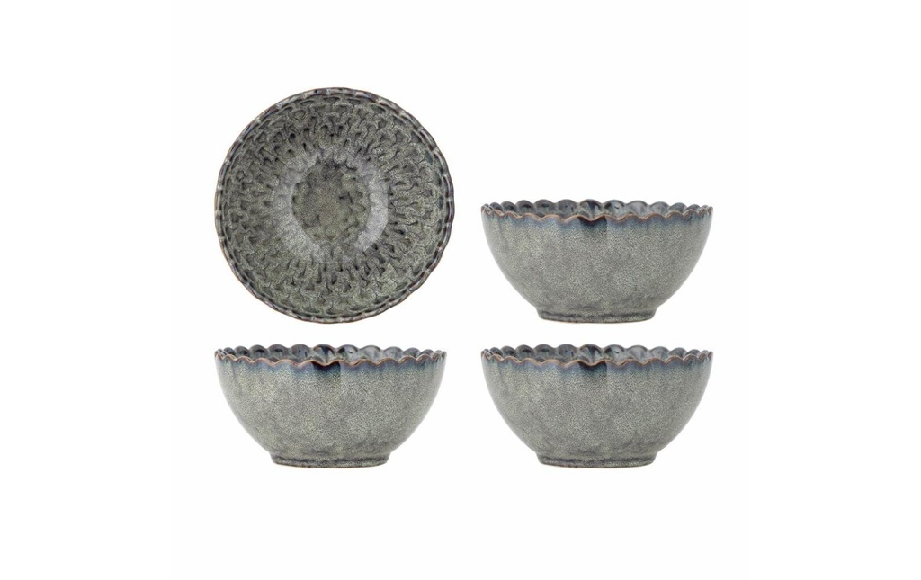 Bloomingville Bol Katrina, Grès, Gris, 4 pièces