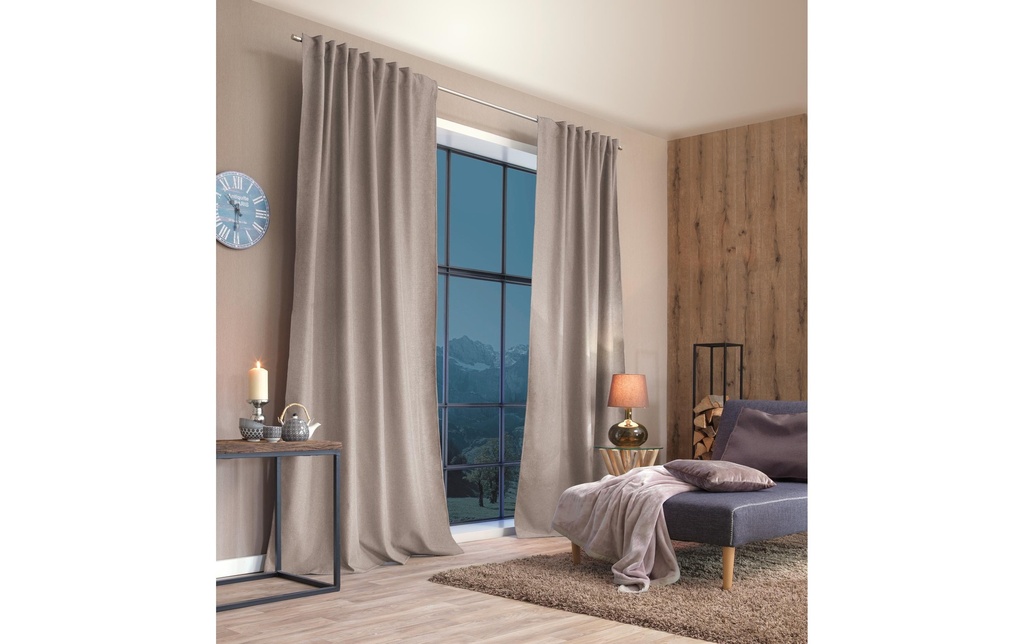 Stotz Decor AG Rideaux opaques avec galons autoplissants Samedan 135 cm x 145 cm, nature