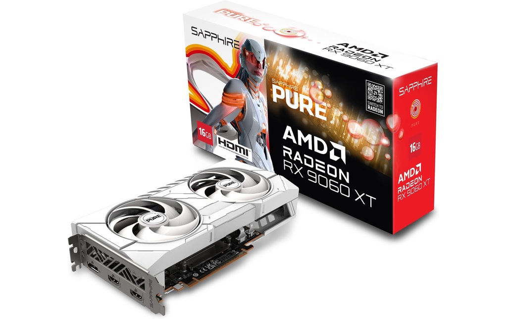 SAPPHIRE Carte graphique AMD Radeon RX9060 XT PURE OC 16GB GDDR6