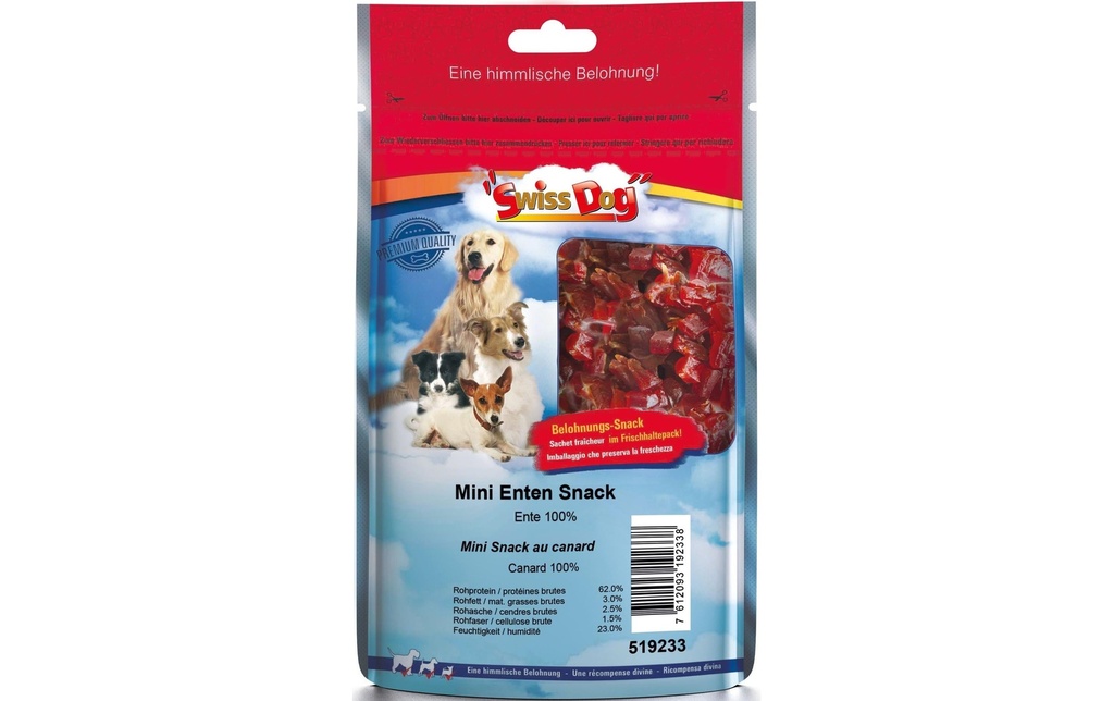 SwissDog Friandise Mini snack de canard, 120 g