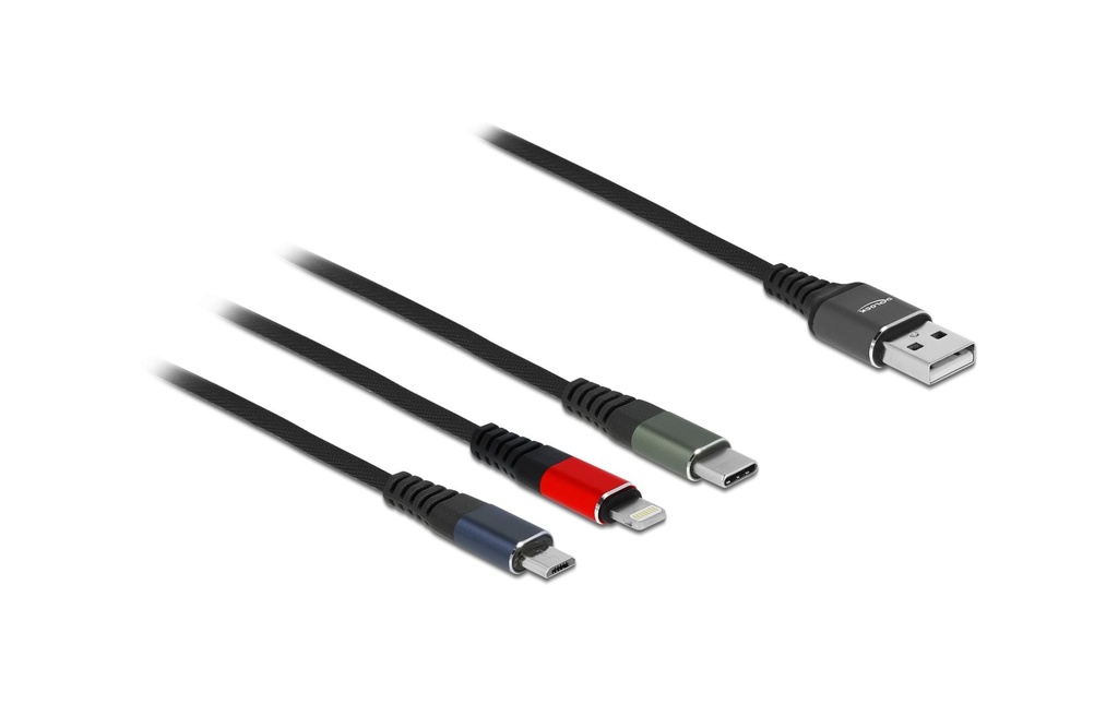 Delock Câble chargeur USB USB-A - Lightning/USB-C/Micro-USB B 0.3 m
