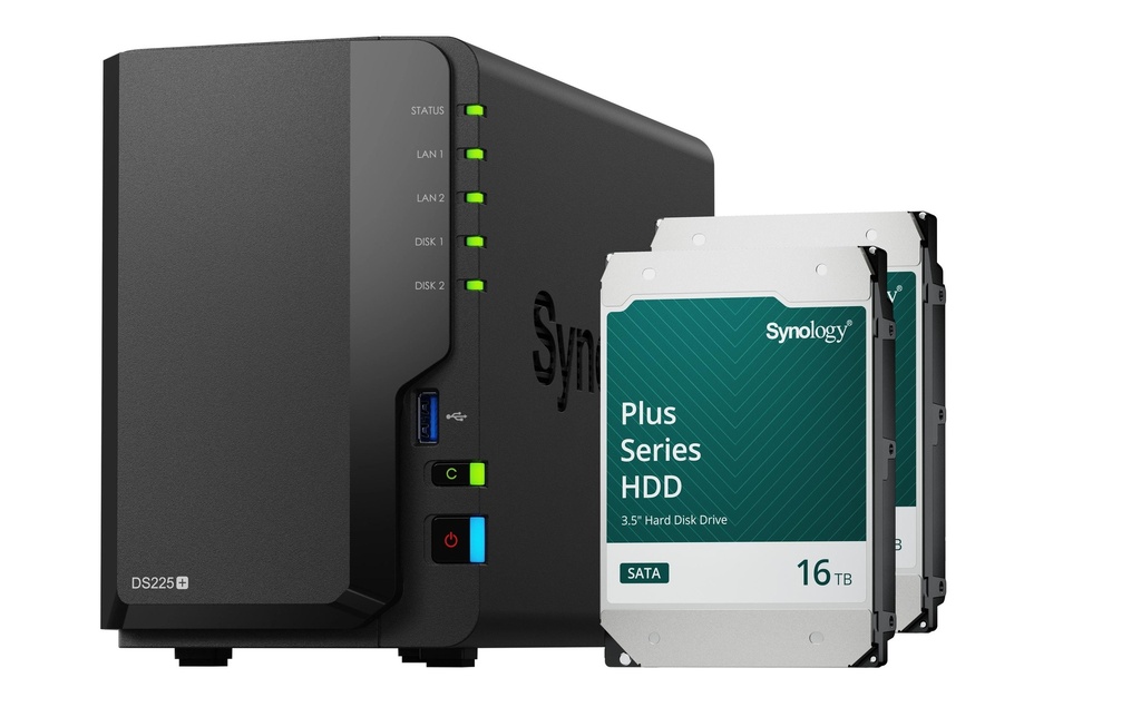 Synology NAS DiskStation DS225+ 2-bay 2x 16TB HDD Synology Plus