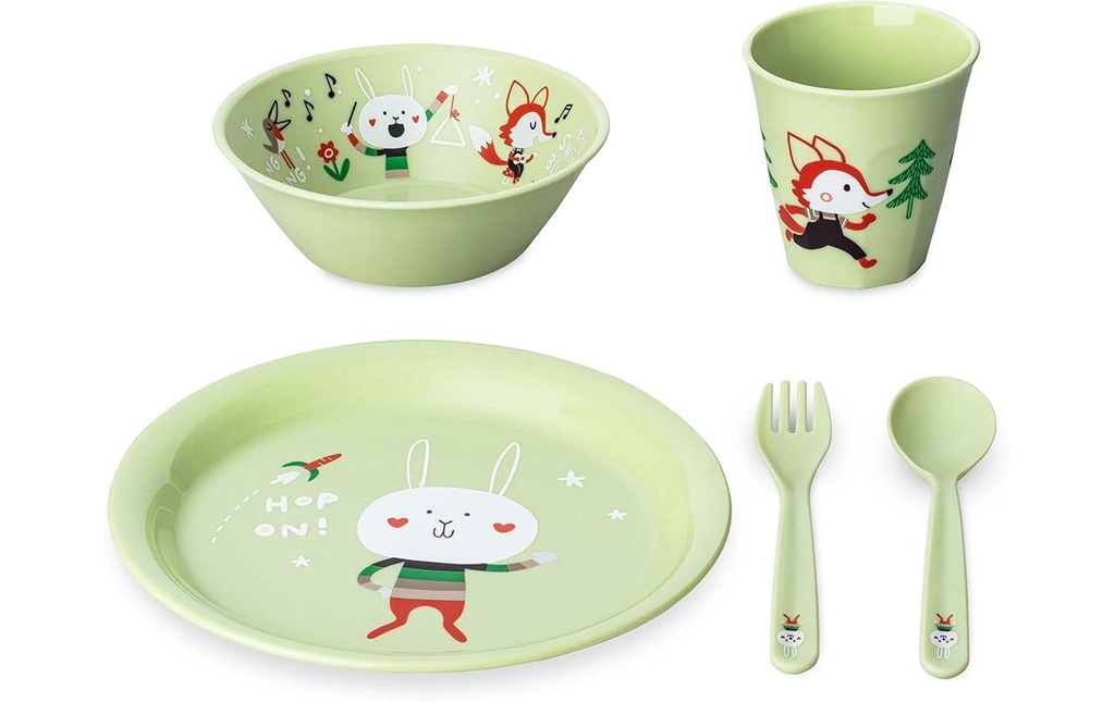 Koziol Service de table pour enfants HOP ON AT HOME pistachio, set de 4