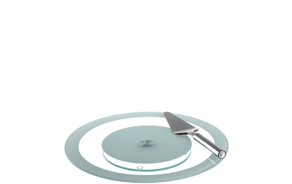 Montana Assiette à gâteau Bistro avec un couteau à gâteau, Transparent/Gris