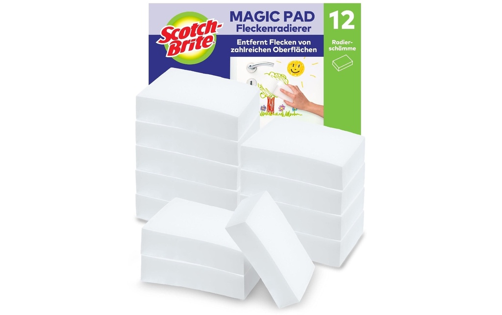 Scotch-Brite Efface-taches 3M Magic Pad Blanc, 12 pièces