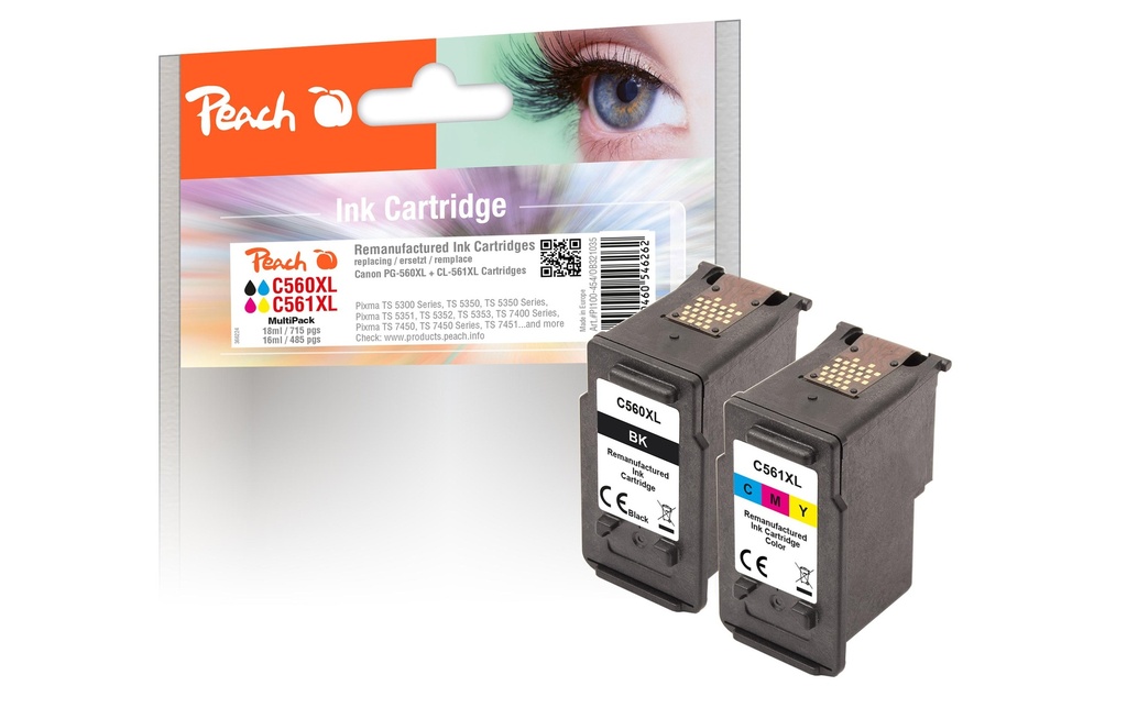 Peach Encre Canon PG-560XL/CL-561XL Multi-Pack 1x BK, 1x CMY