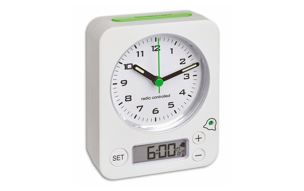 TFA Dostmann Réveil radio-piloté Combo Vert/blanc