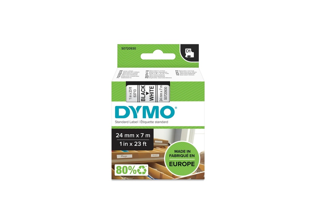 DYMO Dymo ruban D1 24mm blanc/noir