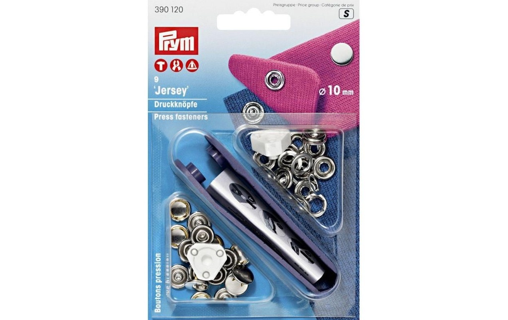 Prym Boutons poussoirs Casquette en jersey Argent, 12 mm, 9 pièces