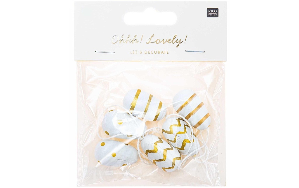 Rico Design Cintre Œuf de Pâques 6 pièces, Doré/Blanc