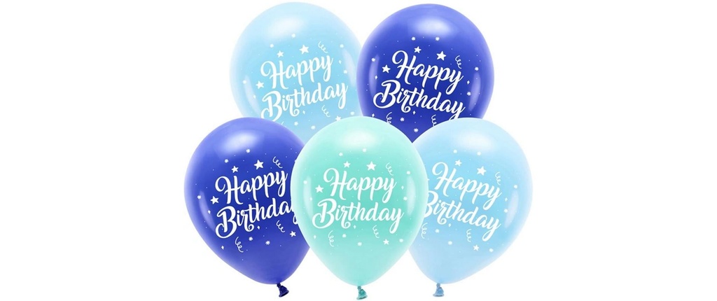Partydeco Ballon de baudruche Joyeux anniversaire Ø 26 cm, 5 pièces, bleu