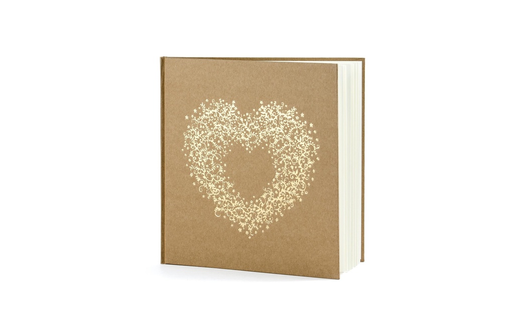 Partydeco Livre d’or Cœur 20.5 x 20.5 cm, brun/doré