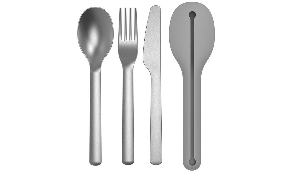 BergHOFF Couverts à emporter Pique-nique Leo 3-parties, Argent mat/Grey