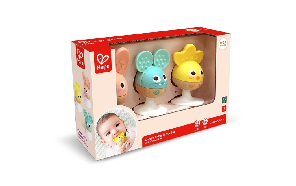 Hape Drôle de trio d'animaux hochets