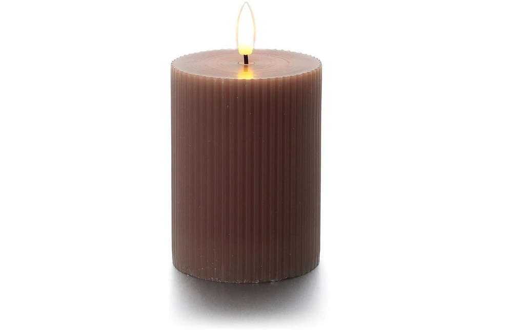 balthasar Bougie cylindrique LED Rainures, marron