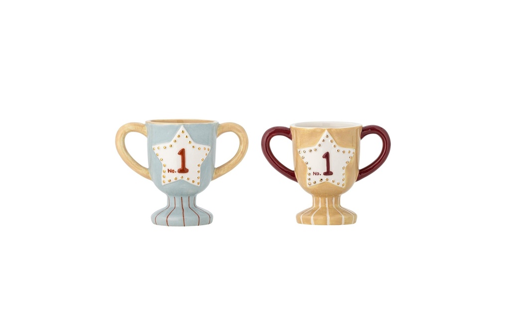 Bloomingville Tasse pour enfants Trophy 150 ml, 2 Pièce/s, Bleu/Jaune