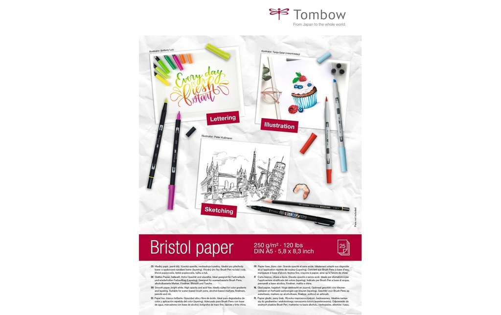 Tombow Carnet de dessin Bristol A5 25 feuilles